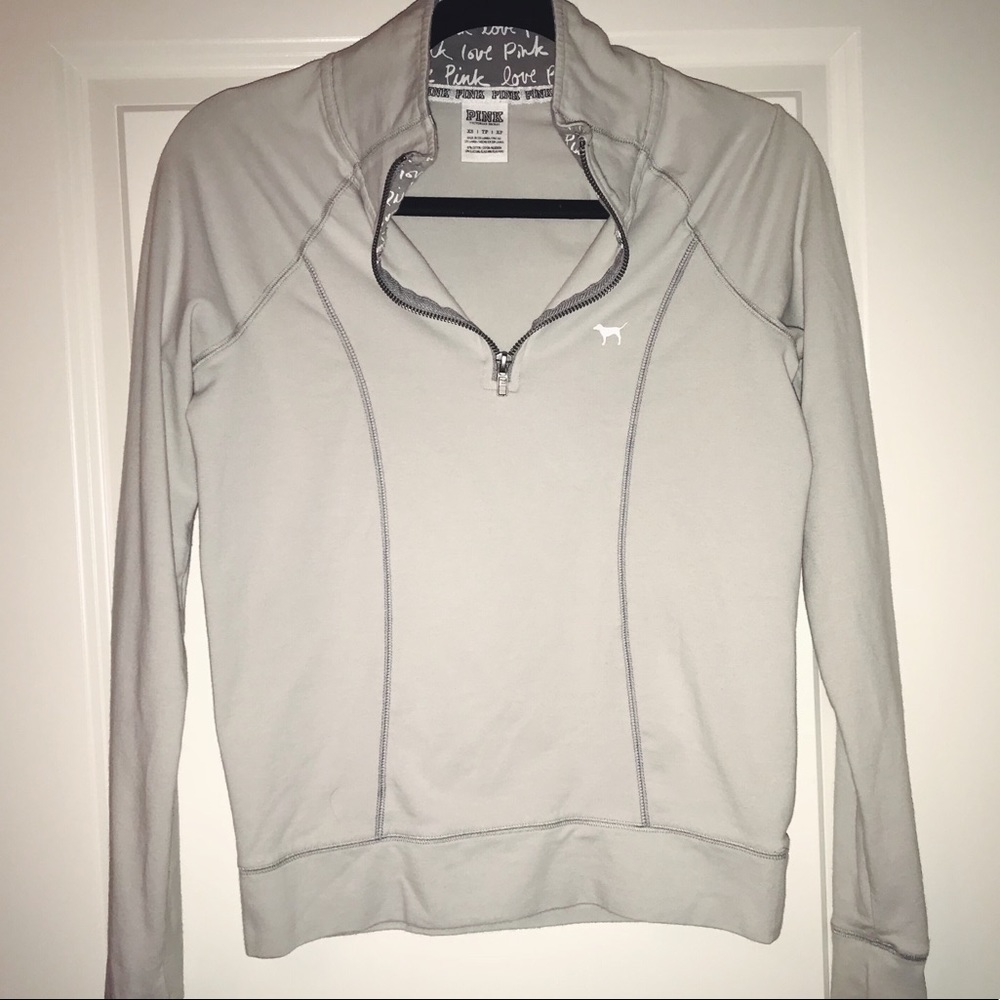 PINK grey quarter zip pullover